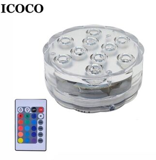 Icoco Rgb Submersible Licht Onderwater Led Licht Met Afstandsbediening Voor Zwembad Licht Battery Operated Garden Party Decor 1stk