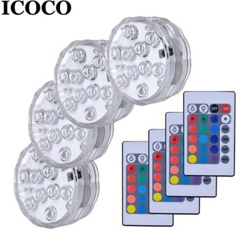 Icoco Rgb Submersible Licht Onderwater Led Licht Met Afstandsbediening Voor Zwembad Licht Battery Operated Garden Party Decor