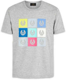 Iconisch Ontwerp T-Shirt met Kleurrijke Blokken Belstaff , Gray , Heren - 2Xl,Xl,L