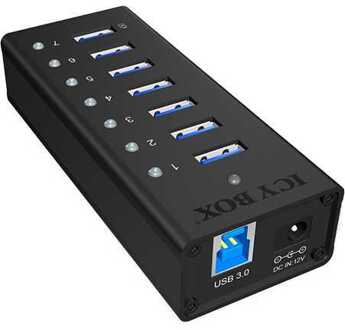 ICY BOX IB-AC618 7-poorts USB 3.0 Hub Zwart