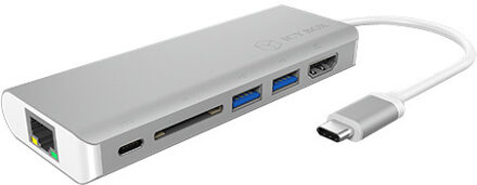 ICY BOX IB-DK4034-CPD Bedraad USB 3.0 (3.1 Gen 1) Type-C Zilver, Wit