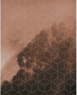 ID Fotobehang - Golden Grid 200x250cm - Vliesbehang Multikleur