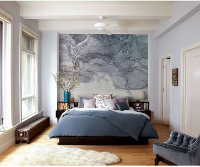 ID Fotobehang - Ink Blue Fluid 300x280cm - Vliesbehang Multikleur