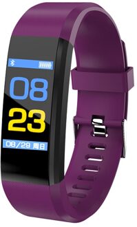 ID115 PLUS Sport Horloge mannen En vrouwen Stappenteller Fitness Tracking Hartslagmeter Met Bericht Herinnering Voor Android IOS paars