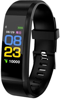 ID115 PLUS Sport Horloge mannen En vrouwen Stappenteller Fitness Tracking Hartslagmeter Met Bericht Herinnering Voor Android IOS zwart