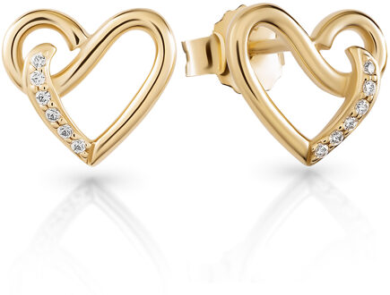 'Ida' Dames 925 Sterling Zilveren Set: Ketting-Pendant + Oorbellen - Gouden SET-7521/G