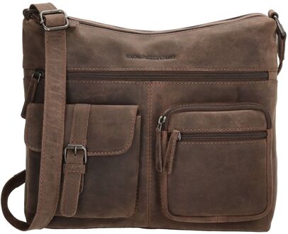 Idaho Shoulderbag darkbrown damestas Bruin - H 25 x B 29 x D 10 cm