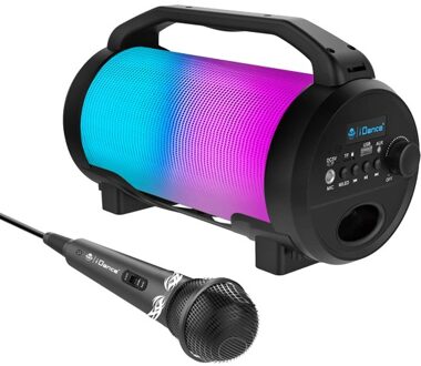 Idance CYCLONE400BK Karaoke Set - Bluetooth Party Speaker met Disco LED-Verlichting - Inclusief Microfoon Zwart