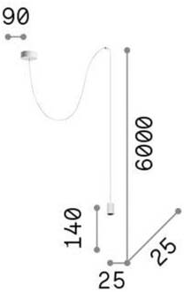 Ideal Lux Archimede Cilindro hanglamp, wit, metaal