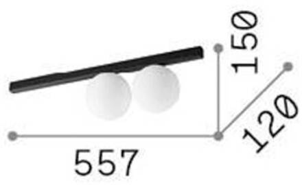 Ideal Lux Binomio plafondlamp, wit, 2-lamps, metaal, glas wit, opaal