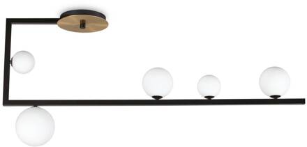 Ideal Lux Bird LED plafondlamp, 5-lamps zwart, messing, wit