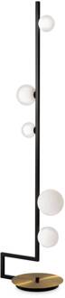 Ideal Lux Bird LED vloerlamp, 5-lamps zwart, messing, wit