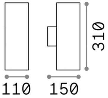 Ideal Lux buitenwandlamp Gun antraciet aluminium, Ø 11 cm, omhoog/omlaag