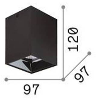 Ideal Lux downlight Nitro Square, zwart, hoogte 12 cm