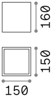 Ideal Lux downlight Techo IP54, antraciet, metaal 15 x 15 cm