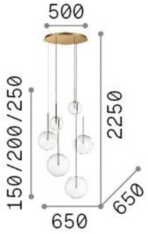 Ideal Lux Equinoxe hanglamp 6-lamps messingkleurig helder glas messing, helder