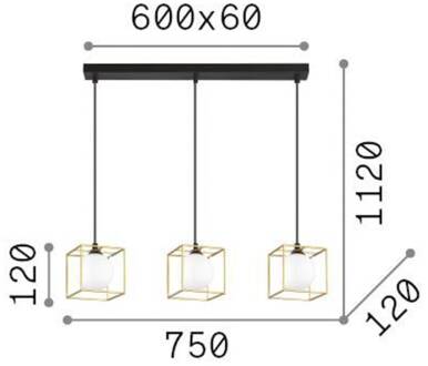 Ideal Lux hanglamp Lingotto, 3-lamps, 3 kooien, zwart zwart, opaalwit