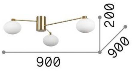 Ideal Lux Hermes plafondlamp, wit, 90 cm, 3-lamps, glas wit, opaalwit