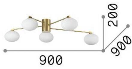 Ideal Lux Hermes plafondlamp, wit, 90 cm, 5-lamps, glas wit, opaalwit