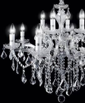 Ideal Lux kroonluchter Florian chroomkleurig, kristal, 12flg. chroom, helder