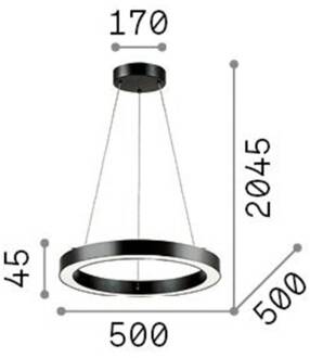 Ideal Lux LED hanglamp Oracle, zwart, 3.000 K, Ø 50 cm