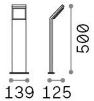 Ideal Lux LED tuinpadverlichting Stijl grijs, hoogte 50 cm aluminium 3.000