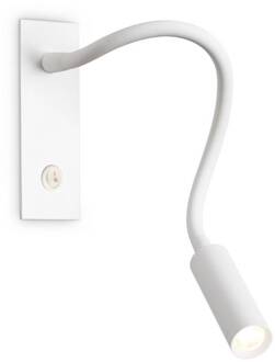 Ideal Lux LED wandlamp IO, wit, flexibele arm, schakelaar