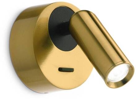 Ideal Lux LED wandspot Bean, Ø 7 cm, messingkleurig