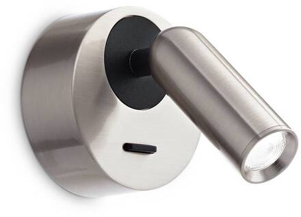 Ideal Lux LED wandspot Bean, Ø 7 cm, nikkelkleurig metaal