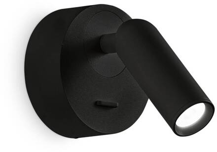 Ideal Lux LED wandspot Bean, Ø 7 cm, zwart metaal/glas