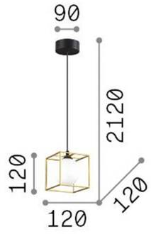 Ideal Lux Lingotto hanglamp, 1-lamp, zwart, opaalglas zwart, opaalwit