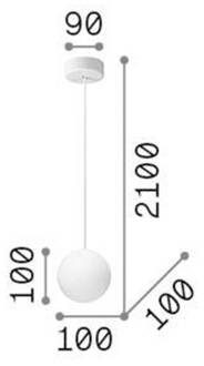 Ideal Lux Mapa hanglamp, Ø 10 cm, opaal glas, bol wit