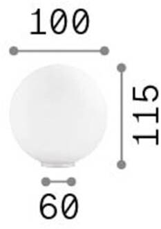 Ideal Lux Mapa tafellamp, Ø 10 cm, opaalglas, wit, bol opaalwit