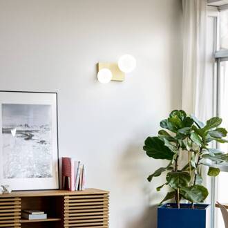 Ideal Lux Penta plafondlamp, 2-lamps, goudkleurig, opaalglas goud, opaalwit