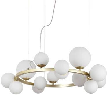 Ideal Lux Perlage hanger messing/wit 14flg Ø 85 cm messing, wit
