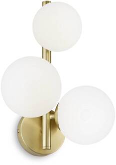 Ideal Lux Perlage wandlamp 3flg messing/wit messing. wit