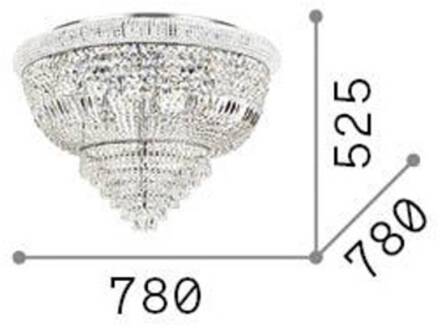 Ideal Lux plafondlamp Dubai, chroomkleurig, kristal, Ø 78 cm chroom, helder