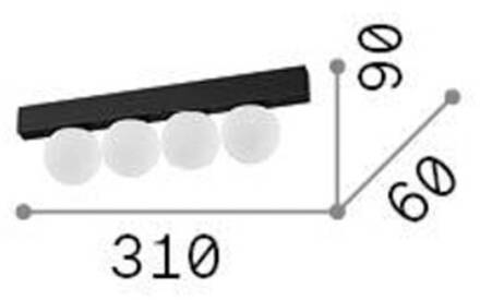 Ideal Lux plafondlamp Ping Pong messing 4-lamps, opaal glas messing, opaal wit