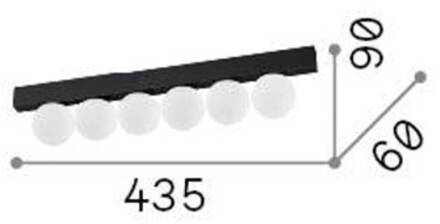 Ideal Lux plafondlamp Ping Pong wit 6-lamps, opaal glas wit, opaalwit