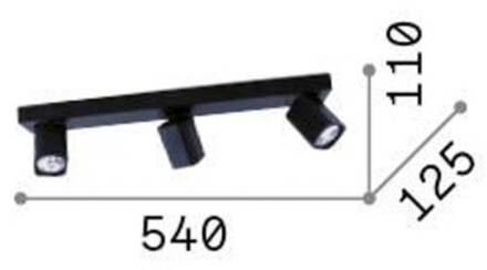 Ideal Lux plafondspot Rudy Square, wit, 3-lamps, metaal