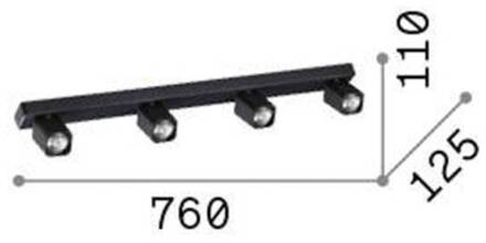 Ideal Lux plafondspot Rudy Square, wit, 4-lamps, metaal