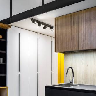 Ideal Lux Rudy vierkante plafondspot, zwart, 4-lamps, metaal