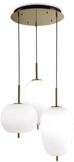 Ideal Lux Umile LED hanglamp 3-lamps messing/wit wit opaal, goud gesatineerd