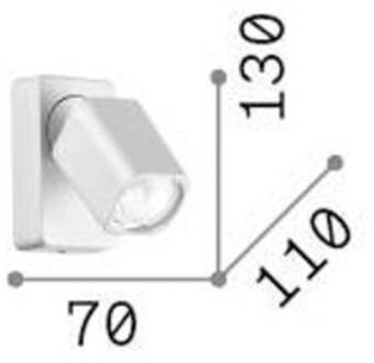 Ideal Lux wandspot Rudy Square, wit, 1-lamp, metaal