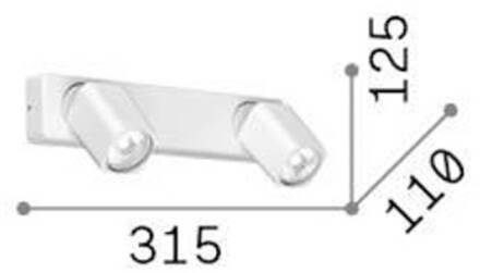 Ideal Lux wandspot Rudy Square, wit, 2-lamps, metaal