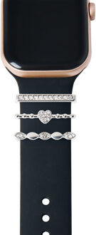 iDeal of Sweden Charms voor smartwatch bandjes - 3pack - Silver Sparkle Zilver - One size