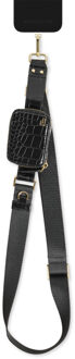 iDeal of Sweden Utility Phone Strap - Universeel telefoonkoord - Black Croco Zwart - One size