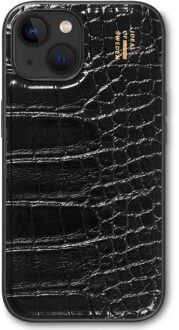 iDeal of Sweden Vegan Leather Backcover voor de Apple iPhone 13/14/15/16e - Black Croco Zwart