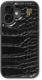 iDeal of Sweden Vegan Leather Backcover voor de Apple iPhone 16 Plus - Black Croco Zwart