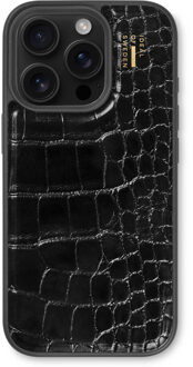 iDeal of Sweden Vegan Leather Backcover voor de Apple iPhone 16 Pro Max - Black Croco Zwart